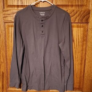 Croft & Barrow Charcoal Long Sleeve Henley Shirt Size M